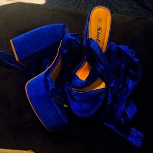 Royal Blue strap up heels